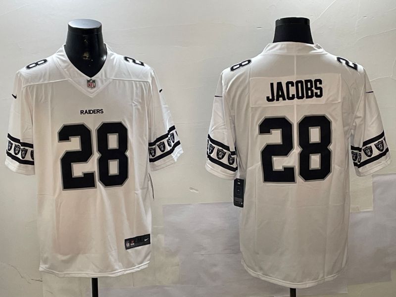 Men Oakland Raiders #28 Jacobs White Armband 2024 Nike Limited NFL Jersey style 4->oakland raiders->NFL Jersey